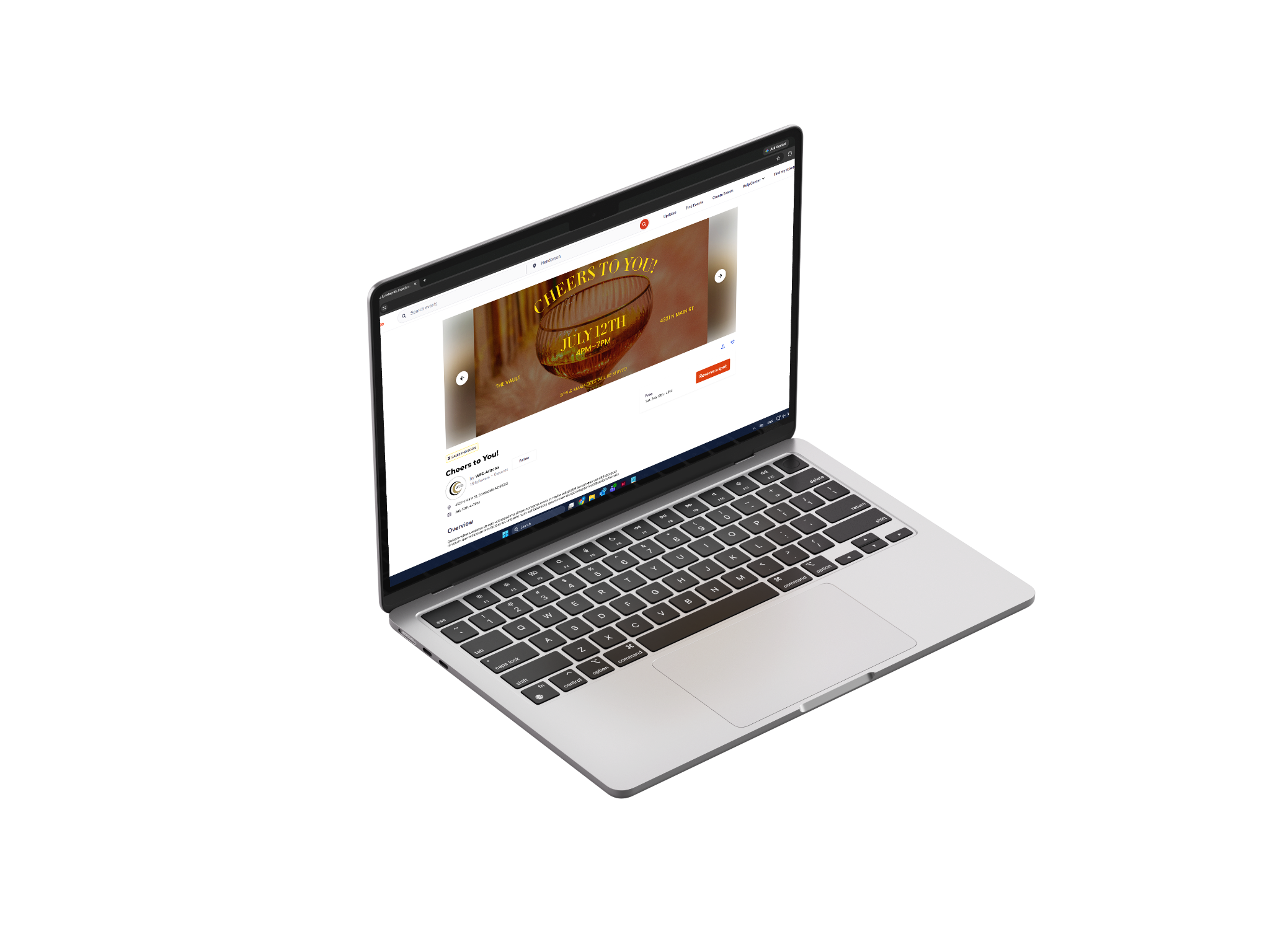 Eventbrite event page design mockup for WFG National Title Arizona
