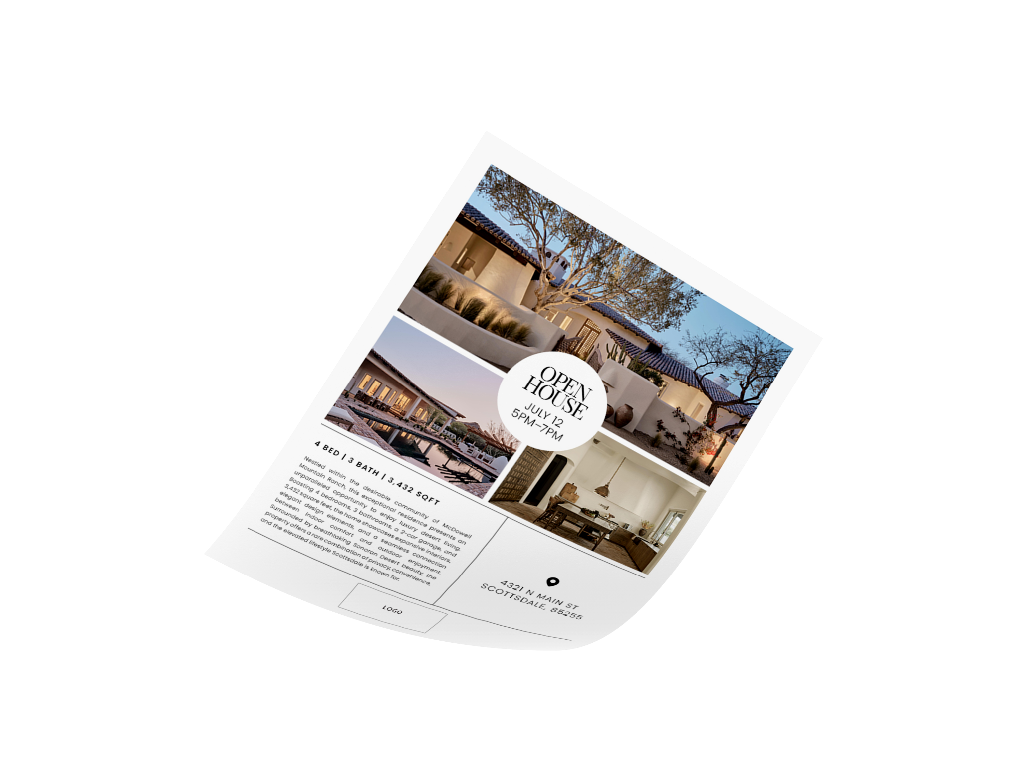 Open-house flyer design mockup for WFG National Title Arizona