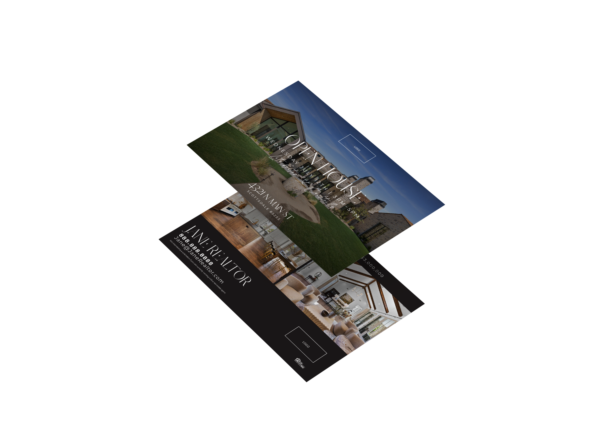 Open-house postcard design mockup for WFG National Title Arizona